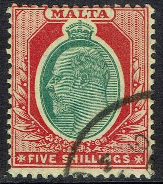 MALTA 1904 KEVII 5/- USED