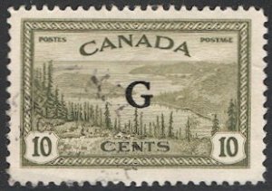 CANADA  1950 Scott O21 Used 10c Official w/ G  Overprint VF - Trees