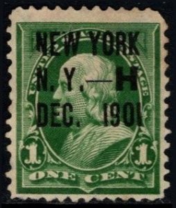 1898 US Scott #- 279 1 Cent Benjamin Franklin New York N. Y.  Precancel Used