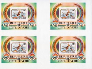 Ivory Coast 1983 Pre-Olympic Year Water Polo UNCUT S/S BLOCK OF 4 PERFORATED !!!