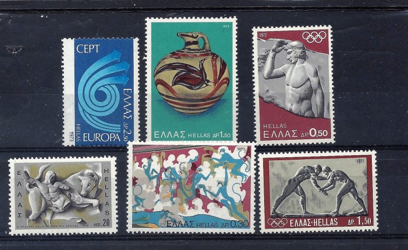GREECE 1970-73 6 different mnh scv $1.55 Yours for only $0.30