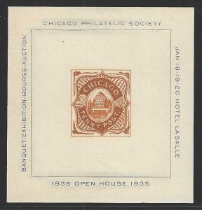 Chicago Penny Post, 1935, Chicago Philatelic Society Poster Stamp, Full Gum, N.H