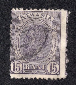 Romania 1901 15b lilac gray Carol I, Scott139 used, value = 85c