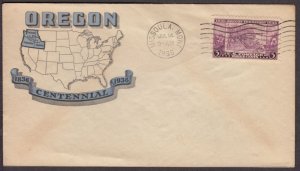 1936 Oregon Territory 100 years Sc 783-5d FDC Hobby Cover Missoula MT