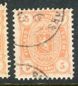 FINLAND; 1875-81 classic Helsingfors print issue fine used Shade of 5p.