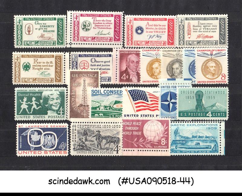 UNITED STATES USA - 1959-61  COMMEMORATIVE STAMPS SC#1124-36, 1139-44 21V MNH