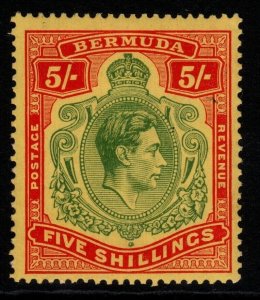 BERMUDA SG118 1938 5/= GREEN & RED/YELLOW LIGHT GUM TONE MTD MINT