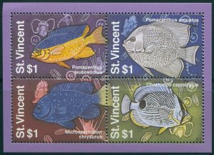 St Vincent Prehistoric Fish block MS MNH