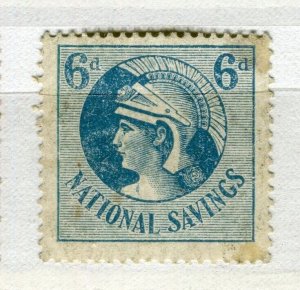 BRITAIN; 1940s early National Savings Stamp fine used 6d. value