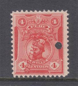 PERU, 1909 Pizarro, 4c. Vermilion, ABN Co. Proof, SPECIMEN, small punch hole,mnh