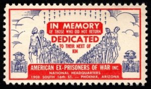 Selo pôster vintage dos EUA em memória daqueles que não retornaram dedicado ao seu-