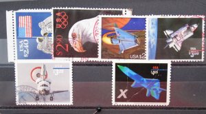 US - 6 SPACE STAMPS - USED - CAT VAL $12.75