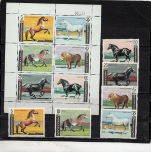 BULGARIA 1991 HORSES SET & SHEET OF 6 STAMPS MNH