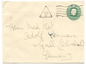 GB Postal Stationery Envelope FSD Cancel to Germany