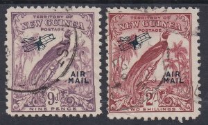 NEW GUINEA 1932 UNDATED BIRD AIRMAIL 9D AND 2/- USED