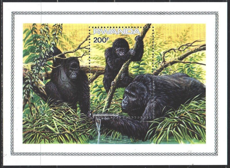 Rwanda. 1985. bl 103A. Gorillas, fauna. MNH.