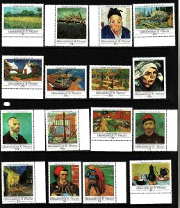 St Vincent Grenadines-Sc#749-64-Unused NH set-Paintings-Van Gogh-1991