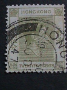 ​HONG KONG-1946 SC#160A-76 YEARS OLD-KING GEORGE VI- USED-VF-FANCY CANCEL RARE