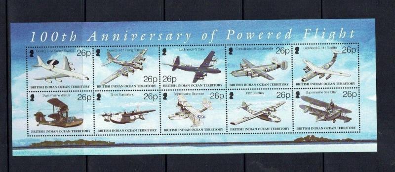 BIOT: 2003, Centenary of Powered Flight, Miniature sheet. 