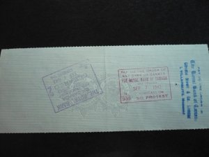 Canada - Revenue - KGVI War Issue Stamp on cheque dated 1943
