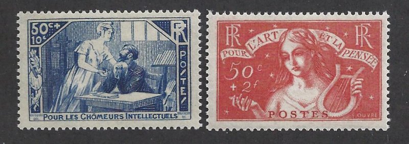 1935 FRANCE - n . 307/308 - Pro Intellectuals unemployed - 2 values MNH / **