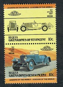 St. Vincent Grenadines - Bequia #90 Cars MNH attached pair