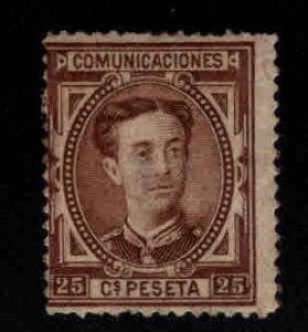 Spain 225 MH* 1876 King Alfonxo III 25c 1876 stamp