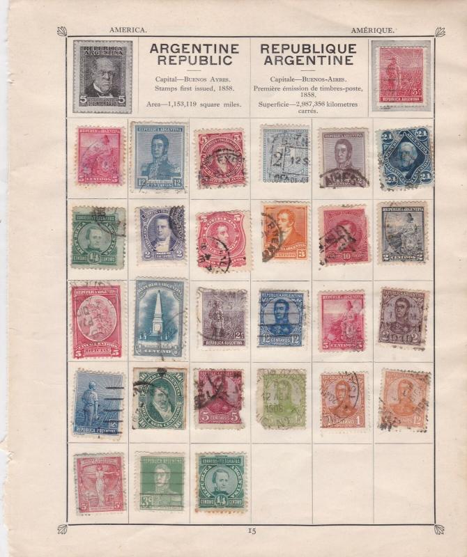 Argentina Republic Stamps on Album Page ref  R 18840