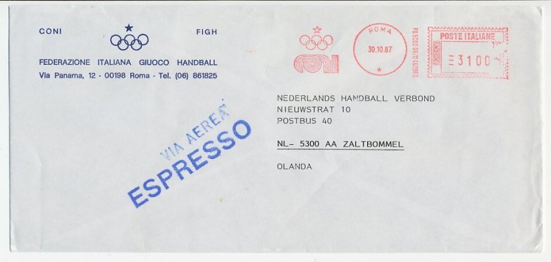 Express Meter cover Italy 1987 Italian Federation Handball Games