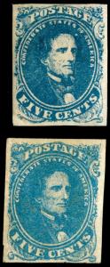 MOMEN: US CSA STAMPS #4 MINT OG H STONE 2&3 IMPERF