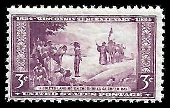 PCBstamps   US # 739 3c Wisconsin Tercentenary, MNH, (14)