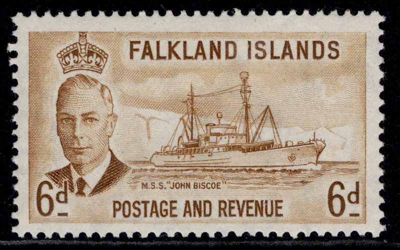 FALKLAND ISLANDS GVI SG178, 6d bistre-brown, M MINT. Cat £12.