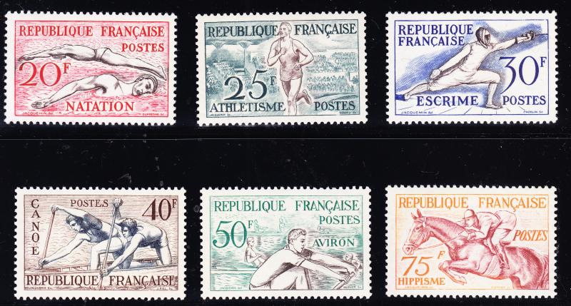 France 1953 Sports (6) VF/NH Fencing Water Sports Equestrian