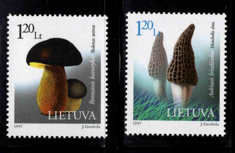 LITHUANIA Scott 583-584 MNH** 1997 Mushroom set