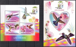 Madagascar 2017 Birds Hummingbirds Sheet + S/S MNH