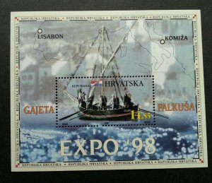 Croatia Expo '98 1998 Sailboat Map Flag (miniature sheet) MNH