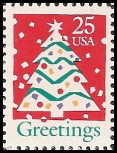 US 2515 Greetings Christmas Tree 25c single MNH 1990