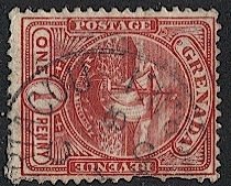 GRENADA 1906 Sc 69, 1d Ship, used  - Carriacou (Grenadines) cancel