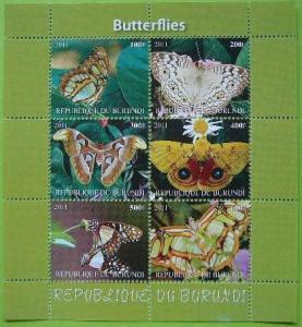 BURUNDI SHEET CINDERELLA BUTTERFLIES INSECTS 