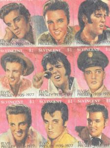 St Vincent. Elvis Presley Sheet Of 9  With Certificate Of Authenticity. #02 STVE