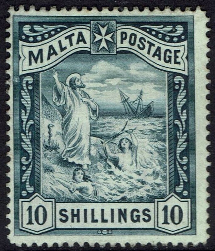 MALTA 1899 ST PAUL 10/- WMK CROWN CC 