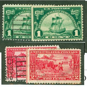 Scott 614,618 1c-2c Issues Used Four Copies Total Cat $14.00