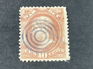 U.S. # O88-USED--ROSE--SINGLE--WAR DEPARTMENT--OFFICIAL--**GREAT CANCEL)**1873