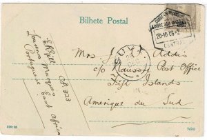 Lourenco Marques 1906 Central cancel on postcard to FIJI