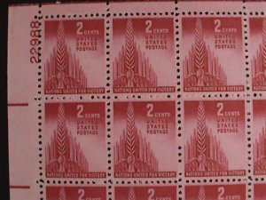 ​UNITED STATES-1943-SC#907 ALLIED NATIONS-ALLEGORY OF VICTORY-MNH SHEET VF