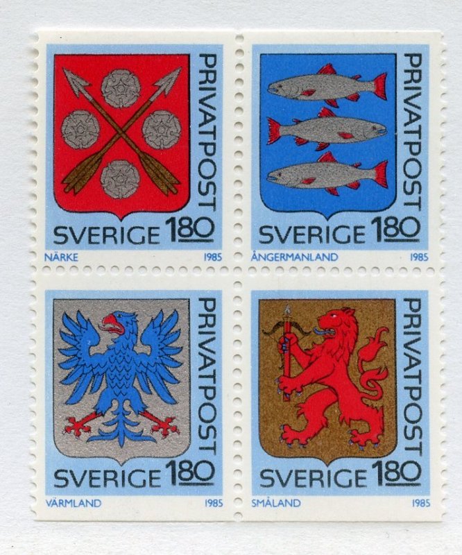 Sweden, Scott #1534-37, Mint, Never Hinged complete set, se-tennant block of 4