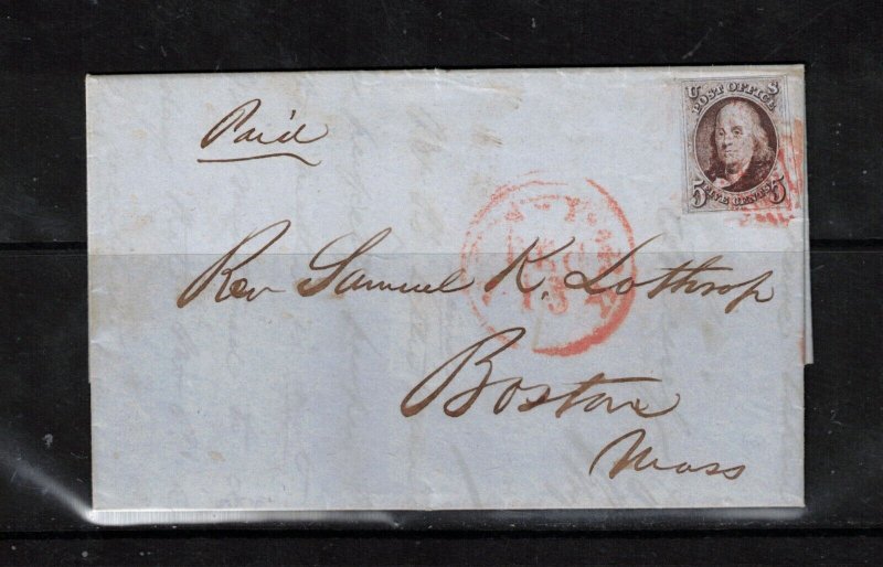USA #1 Very Fine Used On Immaculate Cover To Boston **With Certificate**