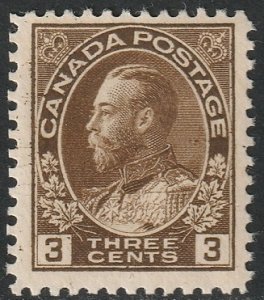 Canada 1918 Sc 108ii MLH* deep brown wet printing