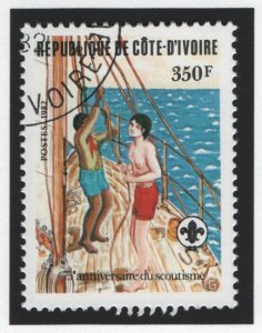 Ivory Coast #634  cancelled  1982 scouts sailing 350fr