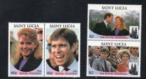 St Lucia Sc 839-842 1986 Royal Wedding Prince Andrew stamp set mint NH